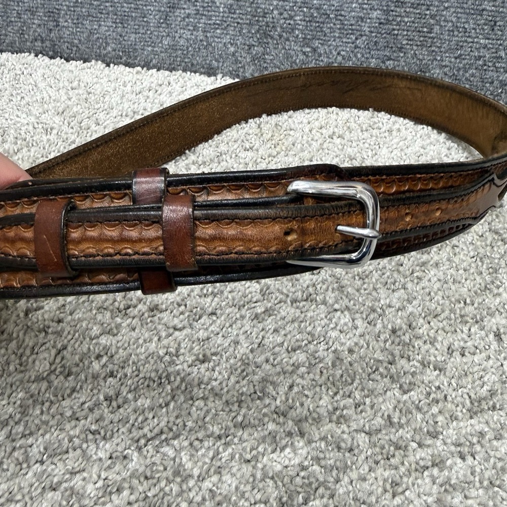 Brown Tooled Leather Men's Belt